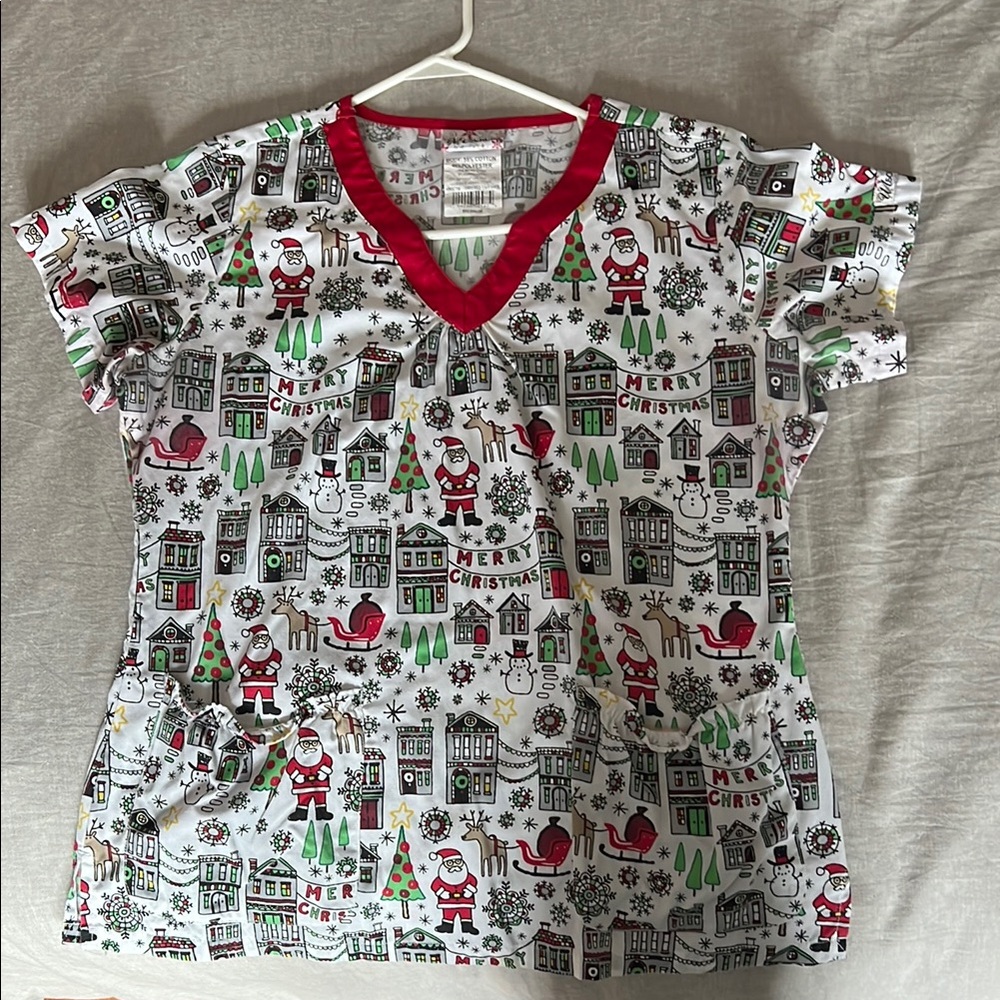 Christmas scrub top